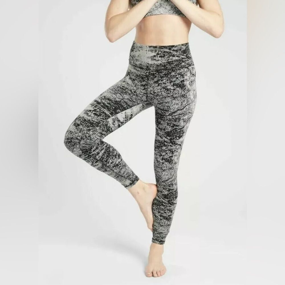 Athleta Elation Glades 7/8 Tight Flagstone Marbled Black High Waist - Picture 2 of 9